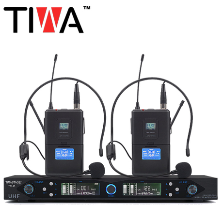 TIWA Micrófono inalámbrico UHF profesional de TIWA con 2 auriculares