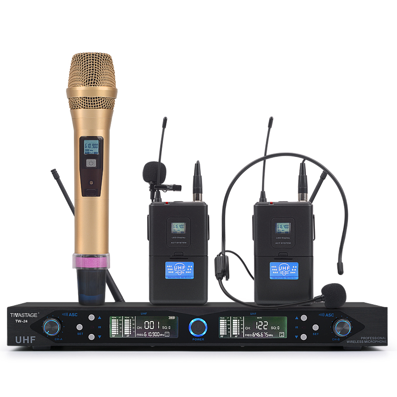 TIWA 2 canales Sistema de micrófono inalámbrico para enseñar públicos con 2 dispositivos de mano