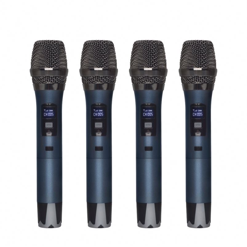 4 canales Micrófono inalámbrico UHF con micrófono de mano para el canto de karaoke