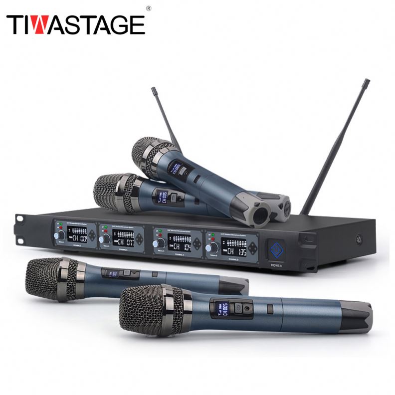 Sistema de micrófono inalámbrico UHF 4 canales para el show personal de la etapa KTV